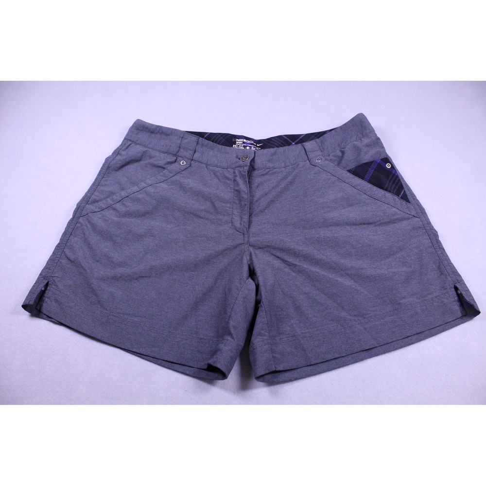 Nike Golf Sport Dri-FIT Shorts Womens 16 Gray Purple Plaid Accents Athletic